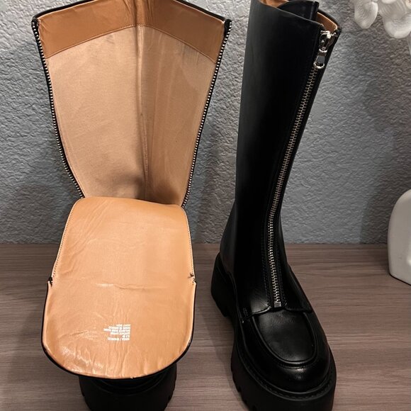  Steve Madden RINZA Mid-Calf Boots Size 8.5 Black Leather Center Zipper (New, No - Picture 6 of 8